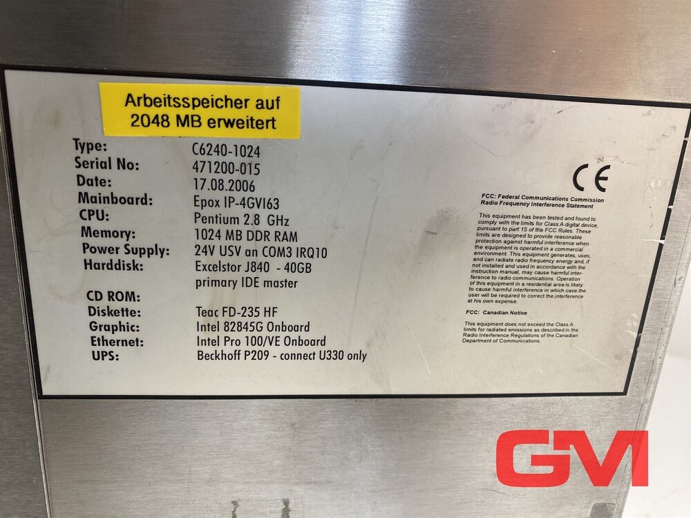 Beckhoff Industrial PC C6240-1024 HDD 40GB Control Box PC