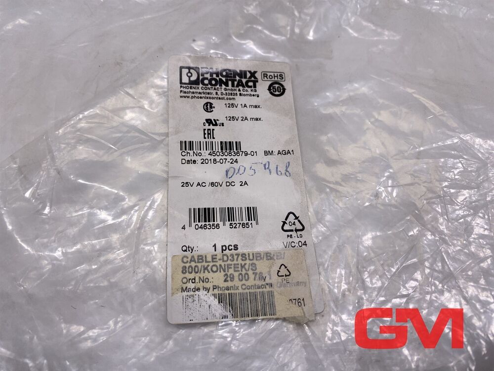 Phoenix Contact Cable-d37sub/B/B / 800/Konfek/S Cable 2900761 D-Sub 26 2/12ft