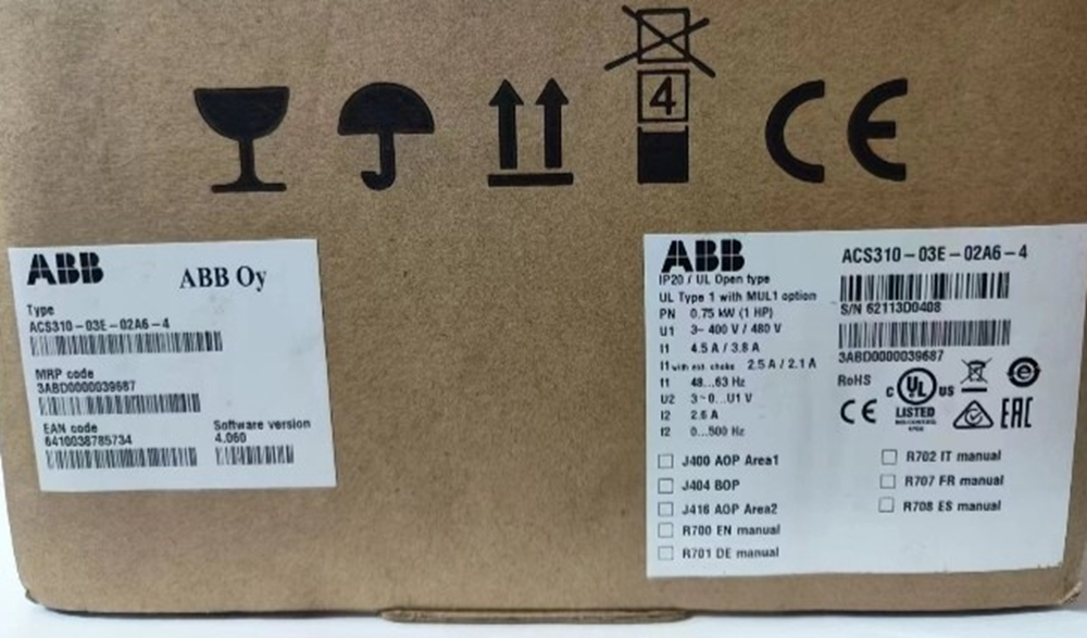 NEW ABB ACS310-03E-02A6-4 Inverter 0.75KW DHL / UPS / FedEx