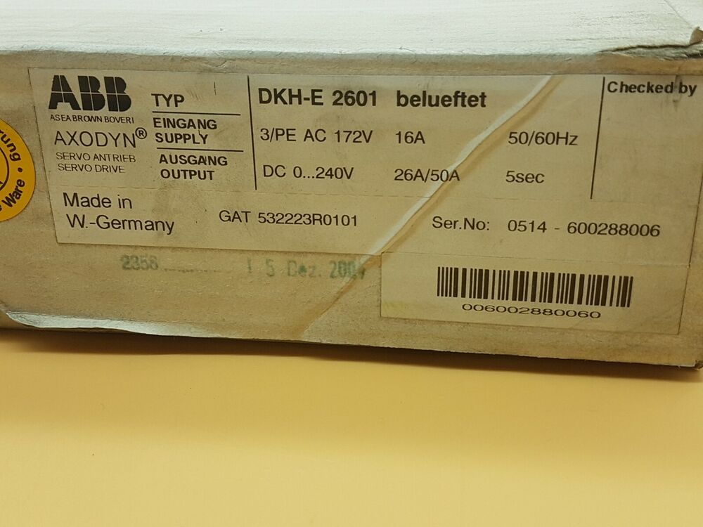 ABB AXODYN DKH-E 2601 SERVO DRIVE DKH-E2601