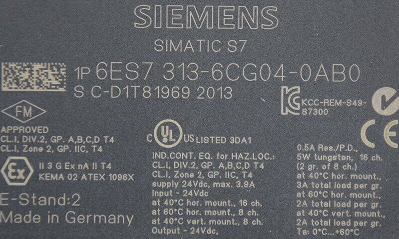 Siemens 6ES7313-6CG04-0AB0 6ES7 313-6CG04-0AB0-
