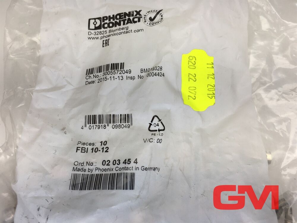 Vpe 10x Phoenix Contact Bridge Fbi 10-12 Fixed Bridge 0203454 Fixed 10-polig