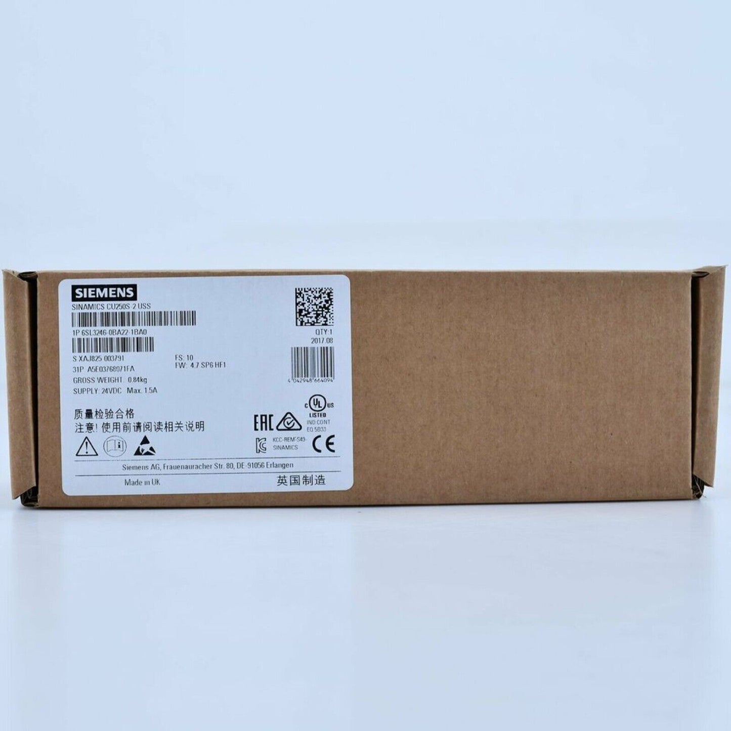New Siemens 6SL3246-0BA22-1BA0 6SL3 246-0BA22-1BA0 G120 Control Unit CU250S-2