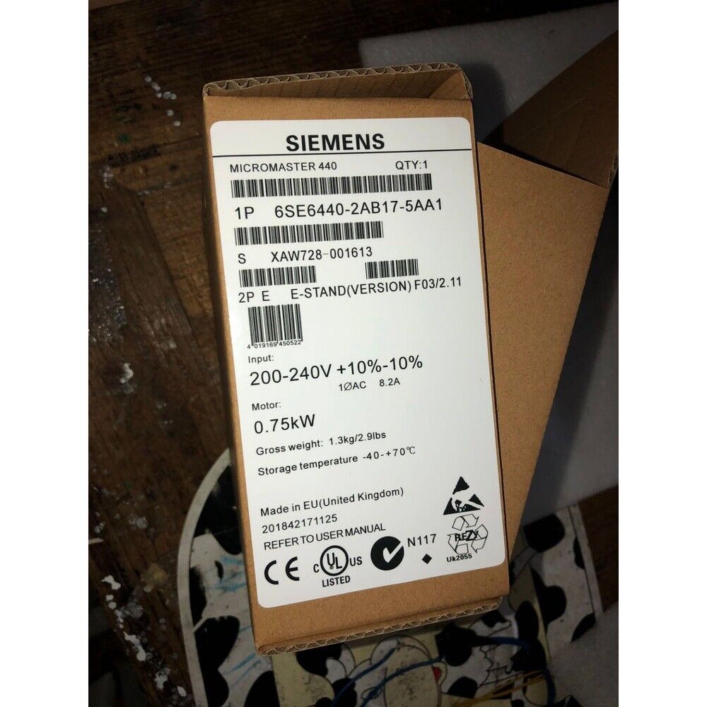 New Siemens 6SE6 440-2AB17-5AA1 6SE6440-2AB17-5AA1 MICROMASTER440 without filter