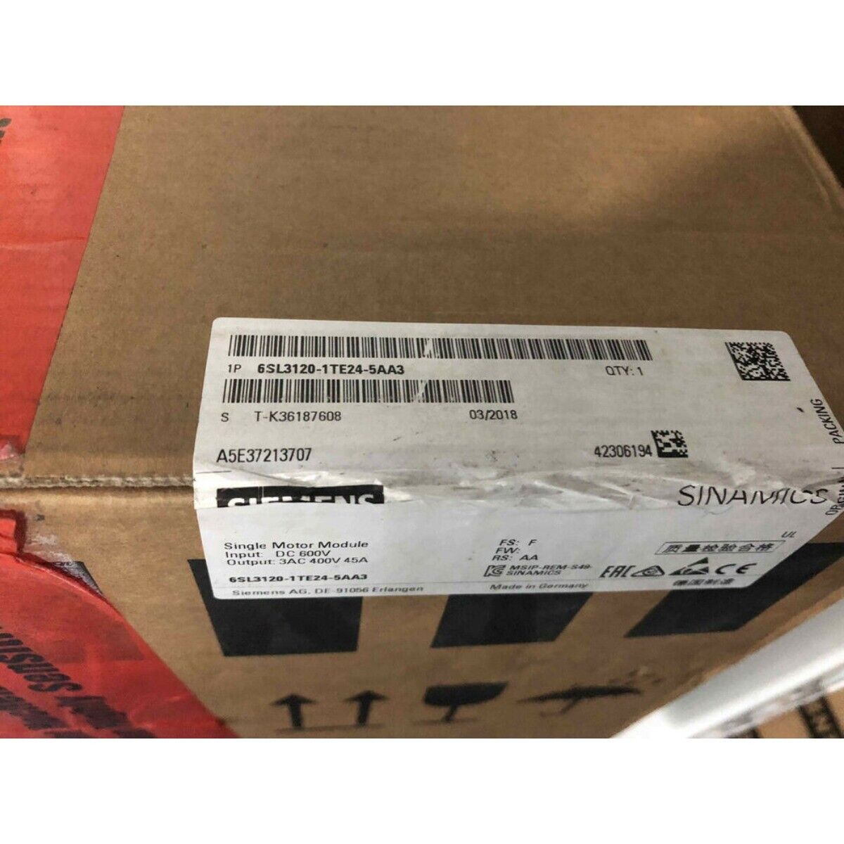 New Siemens 6SL3120-1TE24-5AA3 6SL31201TE245AA3 SINAMICS S120 Double Motor