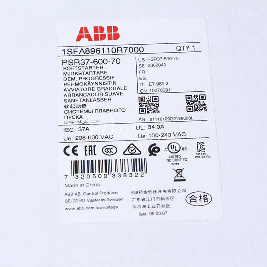 1PCS NEW ABB soft starter PSR37-600-70 1SFA896110R7000