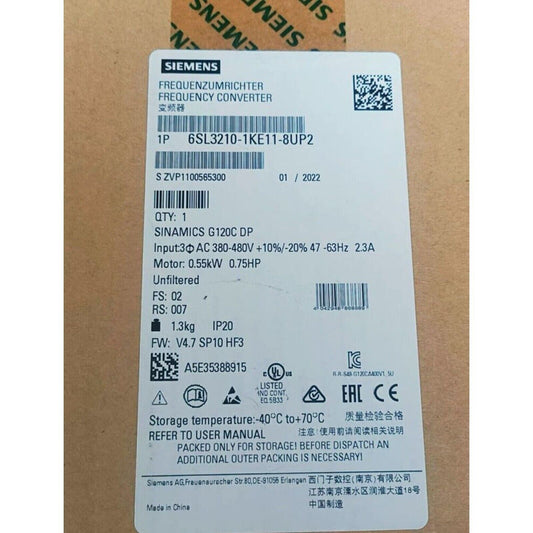 New Siemens 6SL3 210-1KE11-8UP2 6SL3210-1KE11-8UP2 G120C RATED POWER 0,55KW