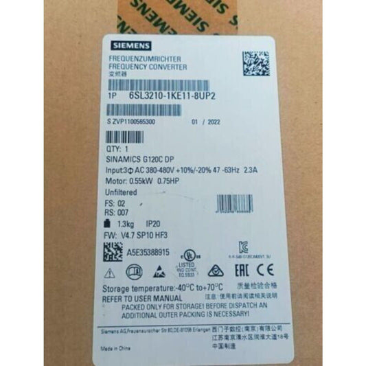 New Siemens 6SL3 210-1KE11-8UF2 6SL3210-1KE11-8UF2 G120C RATED POWER 0,55KW