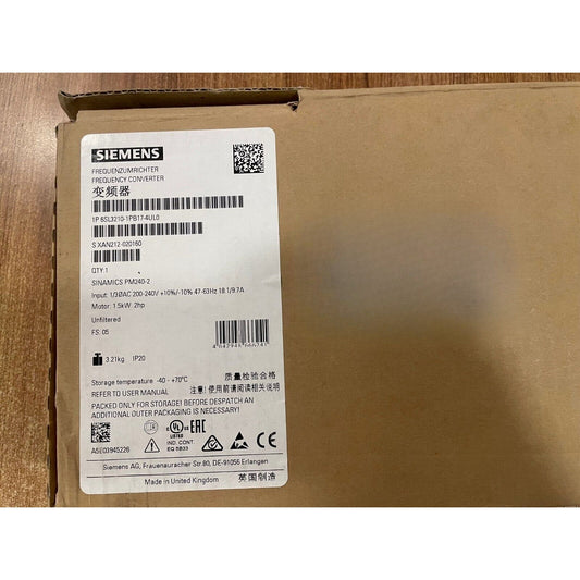 New Siemens 6SL3 210-1PB17-4UL0 6SL3210-1PB17-4UL0 SINAMICS PM240-2 Unfiltered