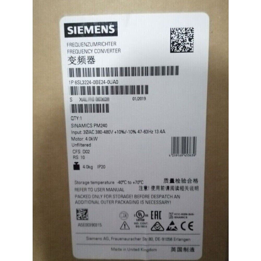 New Siemens 6SL3224-0BE24-0UA0 6SL32240BE240UA0 G120 PM 240 Power Module
