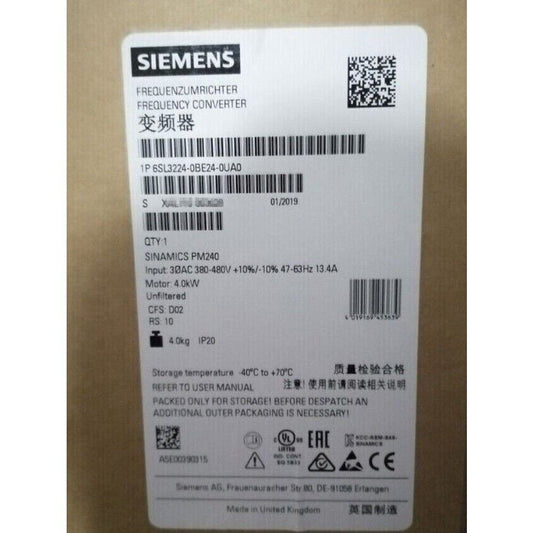 New Siemens 6SL3224-0BE24-0UA0 6SL32240BE240UA0 G120 PM 240 Power Module