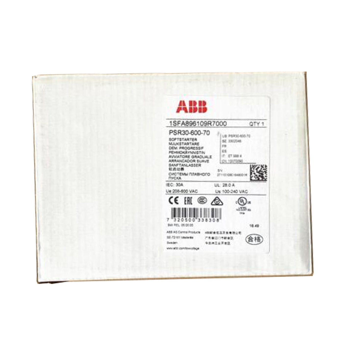 1PCS NEW In Box ABB Soft Starter ABB PSR30-600-70 ( PSR3060070 )