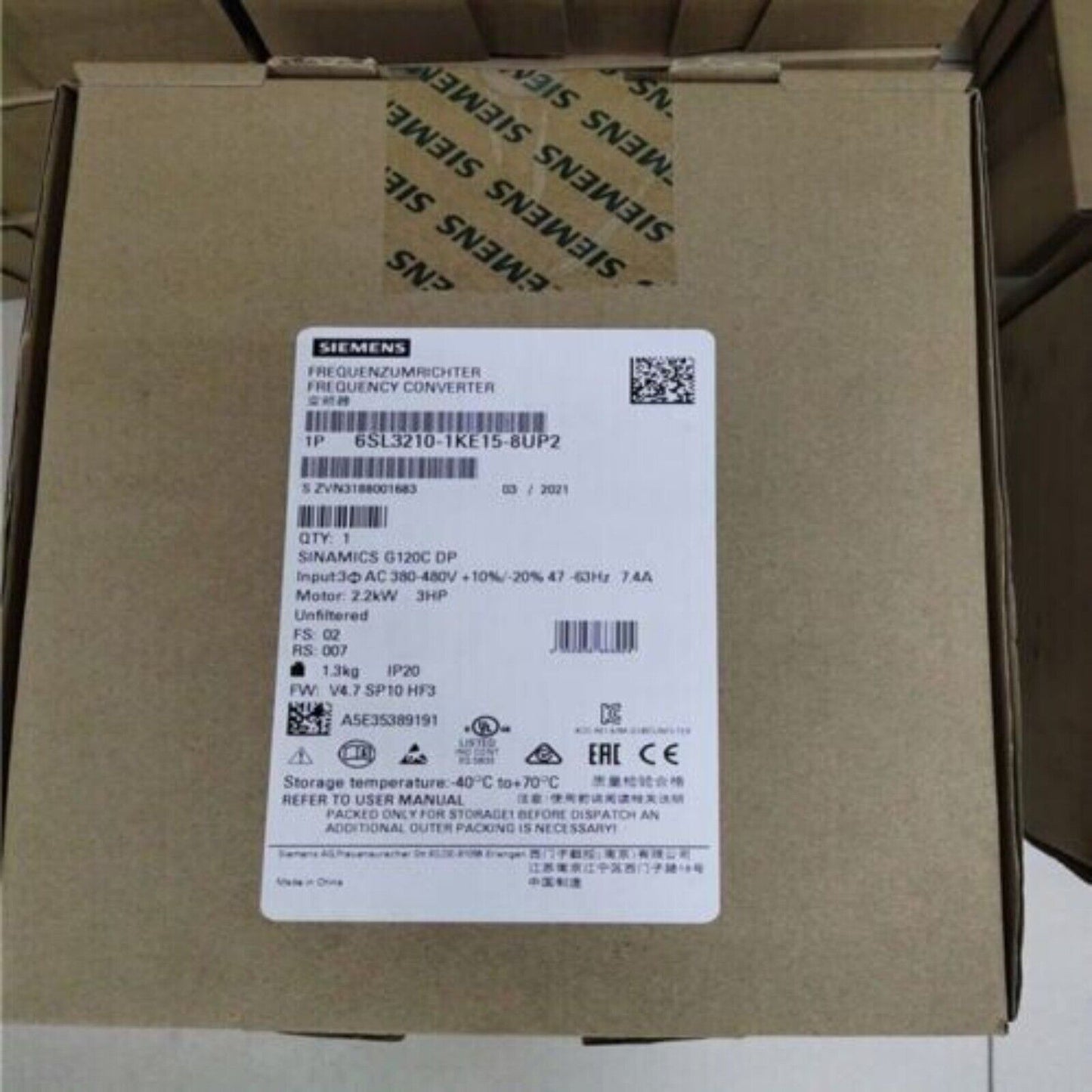 New Siemens 6SL3 210-1KE15-8UP2 6SL3210-1KE15-8UP2 G120C RATED POWER 2,2KW