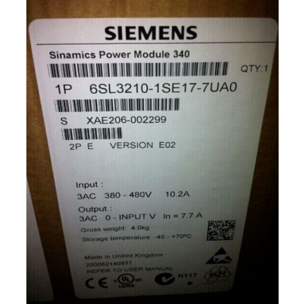 New Siemens 6SL3 210-1SE17-7UA0 6SL3210-1SE17-7UA0 converter Power Module PM340