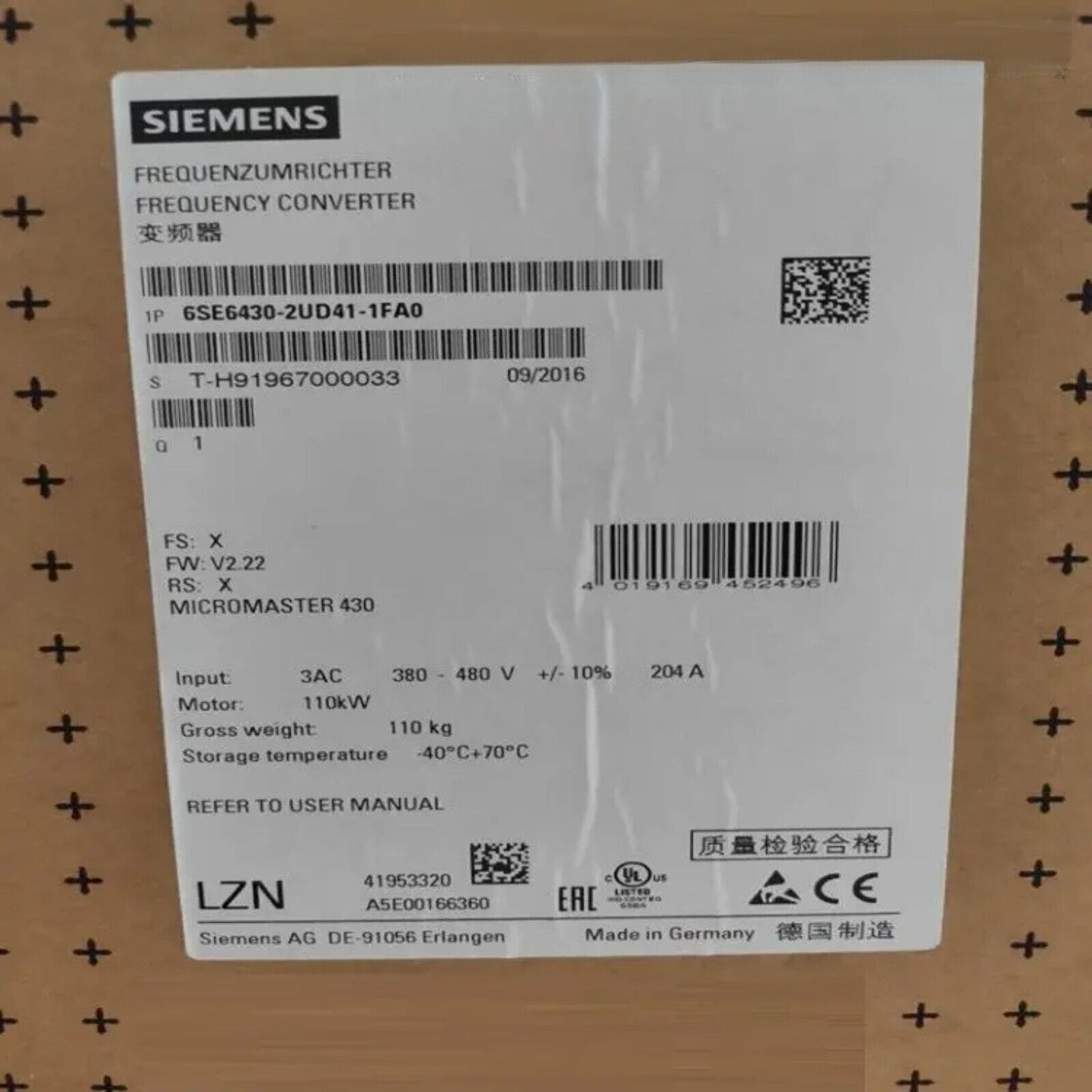 New Siemens 6SE6 430-2UD41-1FA0 MICROMASTER 430 Nofilter 6SE6430-2UD41-1FA0