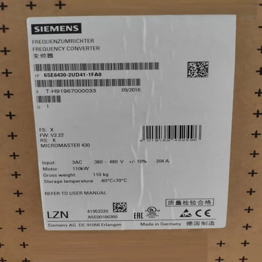 New Siemens 6SE6 430-2UD41-1FA0 MICROMASTER 430 Nofilter 6SE6430-2UD41-1FA0