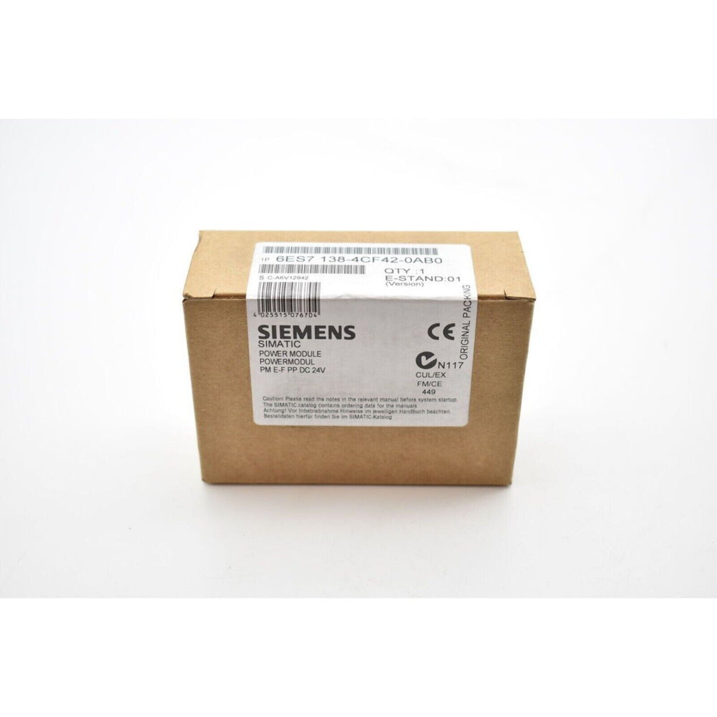 New Siemens 6ES7138-4CF42-0AB0 6ES7 138-4CF42-0AB0 Power Module PM-E for ET200S