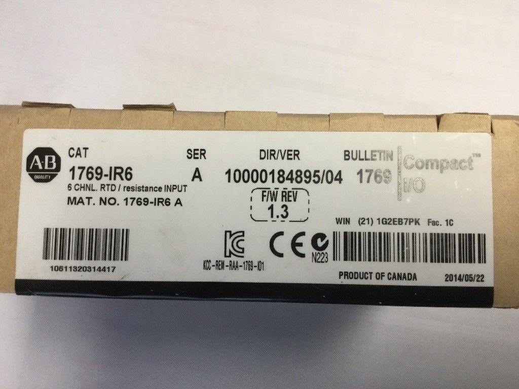 1PC New 1769-IR6 SER A CompactLogix 6 Pt RTD Module 1769IR6 Expedited Shipping DHL / UPS / FedEx