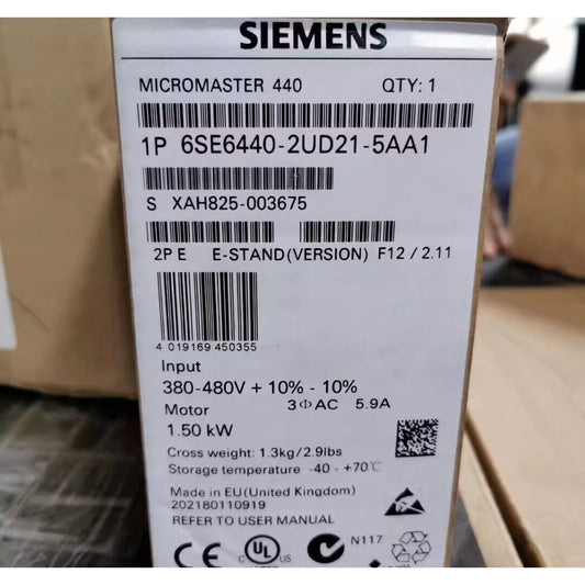 New Siemens MICROMASTER440 without filter 6SE6440-2UD21-5AA1 6SE6 440-2UD21-5AA1