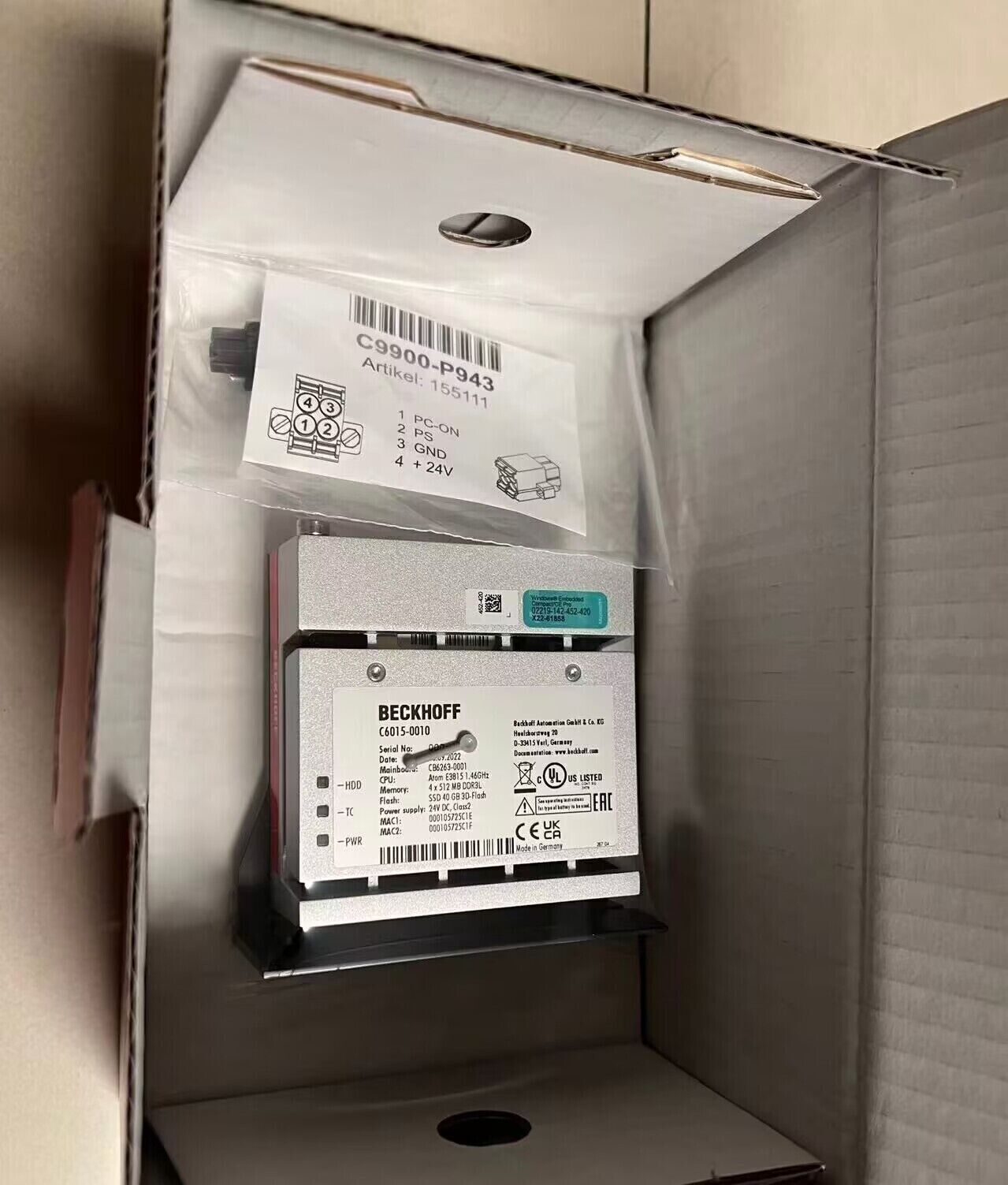 1PC NEW BECKHOFF C6015-0010 TWINCAT2 Single Core 1.46GHz EXPEDITED SHIPPING DHL / UPS / FedEx