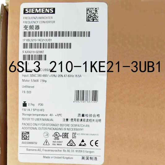 New Siemens 6SL3210-1KE21-3UB1 6SL32101KE213UB1 G120C RATED POWER 5,5KW
