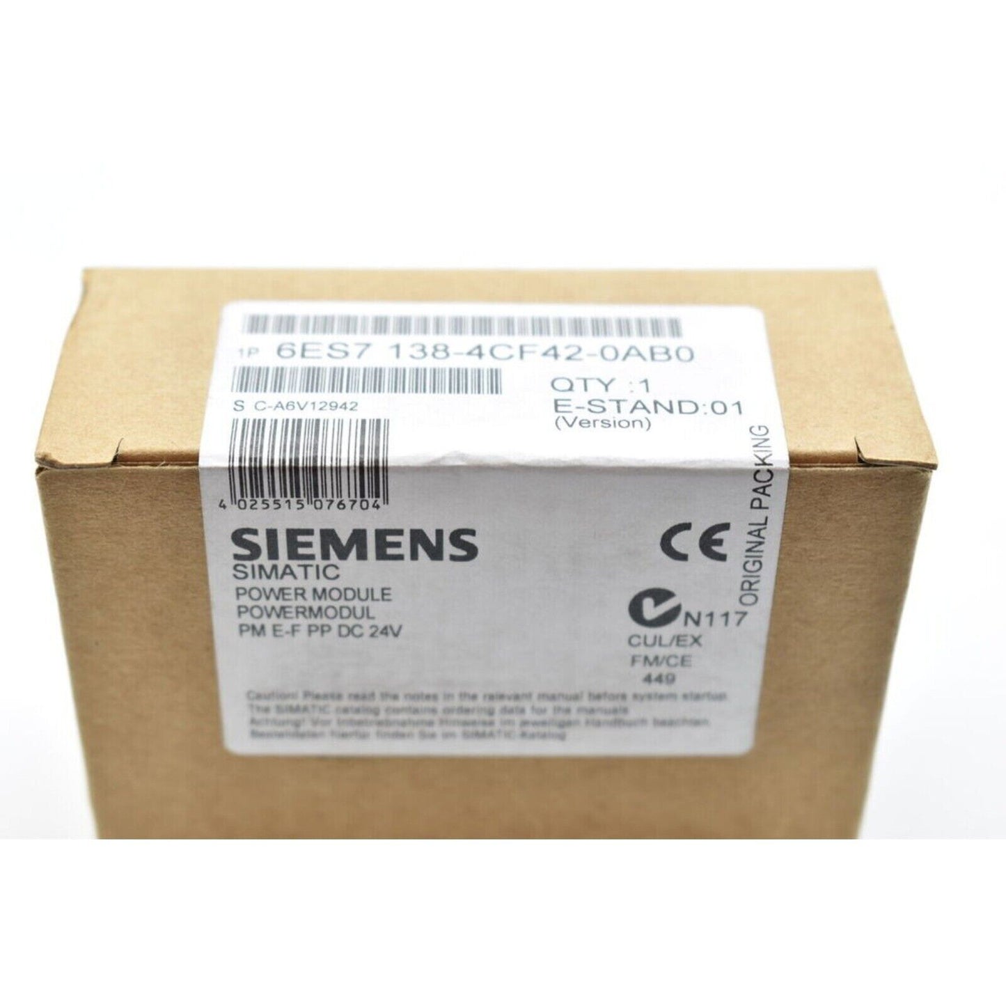 New Siemens 6ES7138-4CF42-0AB0 6ES7 138-4CF42-0AB0 Power Module PM-E for ET200S