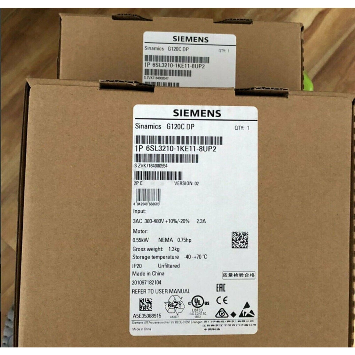 New Siemens 6SL3210-1KE11-8UP2 6SL3 210-1KE11-8UP2 G120C RATED POWER 0,55KW