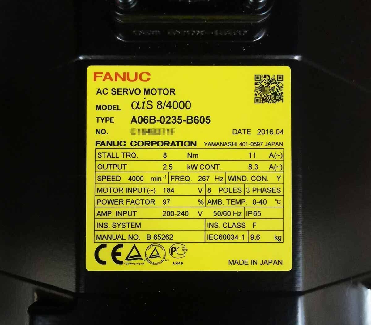 New FANUC A06B-0235-B605 Servo Motor A06B0235B605 Expedited ShippingDHL / UPS / FedEx