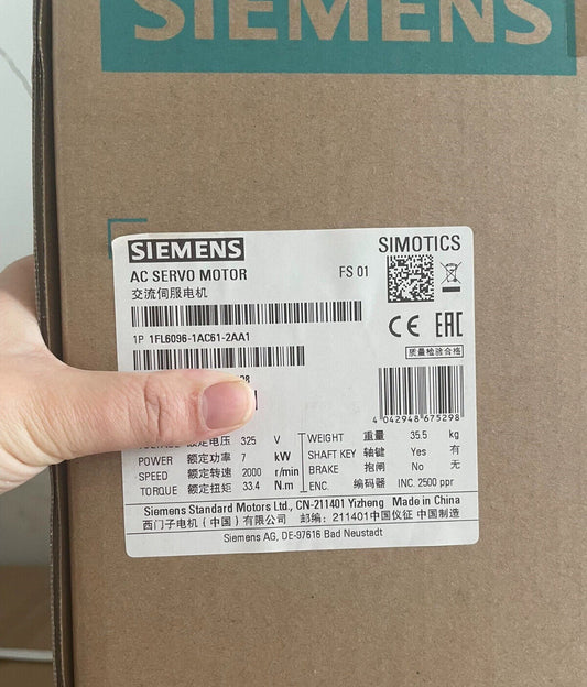 NEW SIEMENS SERVO MOTOR 1FL6096-1AC61-2AA1 REPLACE OF 1FL6096-1AC61-0AA1 DHL / UPS / FedEx