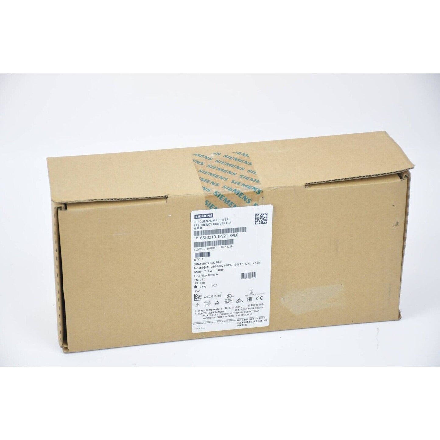 New Siemens 6SL3 210-1PE21-8AL0 SINAMICS PM240-2 with Filter 6SL3210-1PE21-8AL0