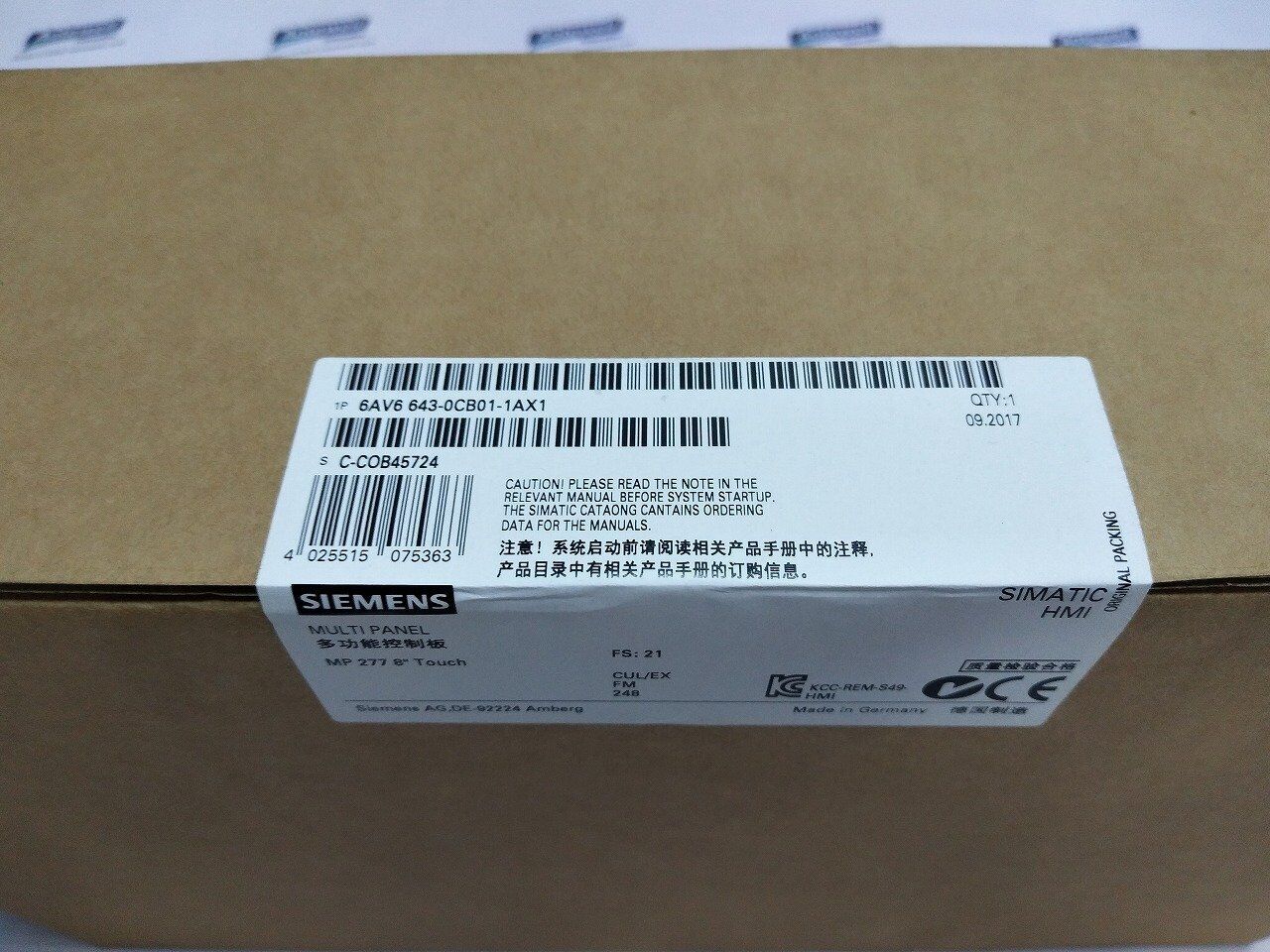 Siemens 6AV6643-0CB01-1AX1 MP277 Touch Panel 6AV6 643-0CB01-1AX1 HMI