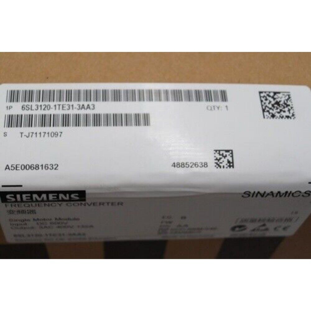 New Siemens MOTOR MODULE 6SL3120-1TE31-3AA3 SINGLE S120 6SL3 120-1TE31-3AA3
