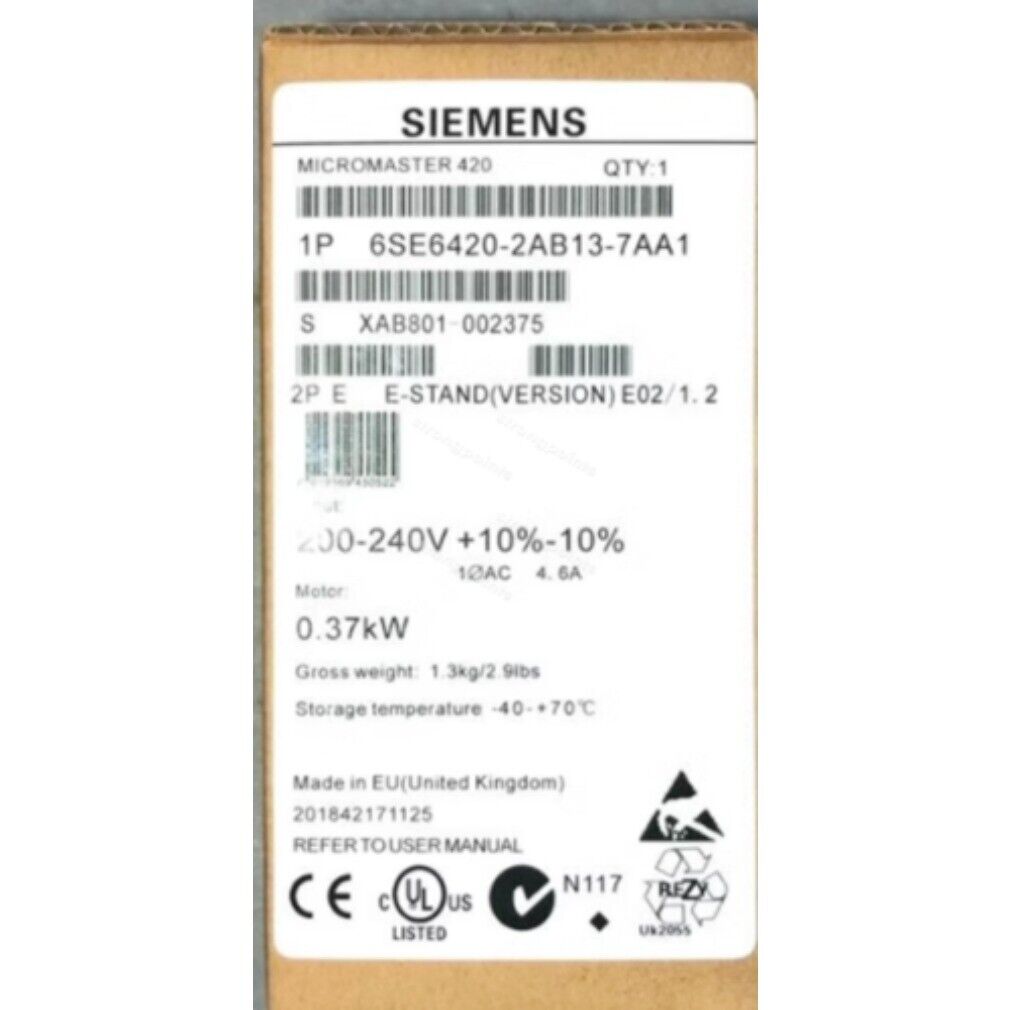 New Siemens 6SE6420-2AB13-7AA1 MICROMASTER420 without filter 6SE6 420-2AB13-7AA1