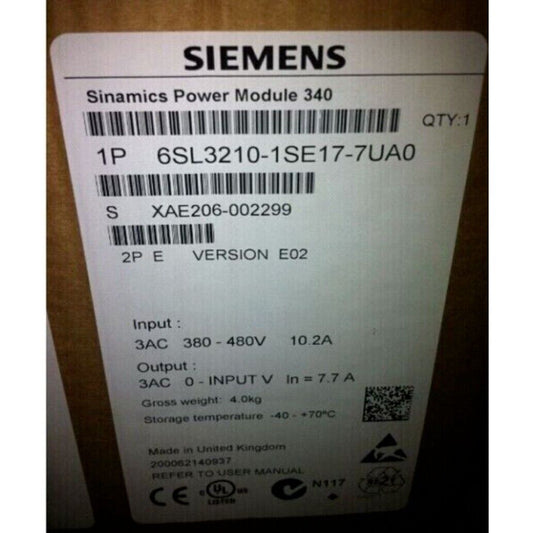 New Siemens converter Power Module PM340 6SL3210-1SE17-7UA0 6SL3 210-1SE17-7UA0