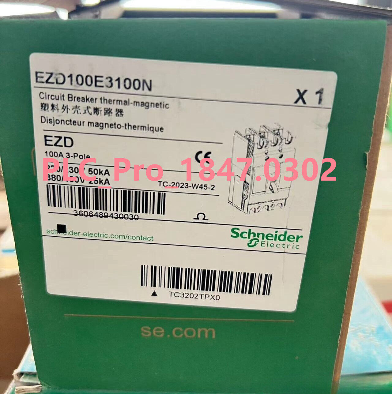 1PCS NEW Schneider EZD100E3100N 3P 100A Molded Case Circuit Breakers Fast ship