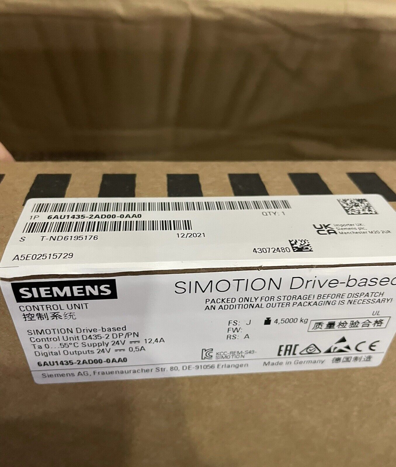Siemens 6AU1435-2AD00-0AA0 New In Box Expedited Shipping 1PC DHL / UPS / FedEx