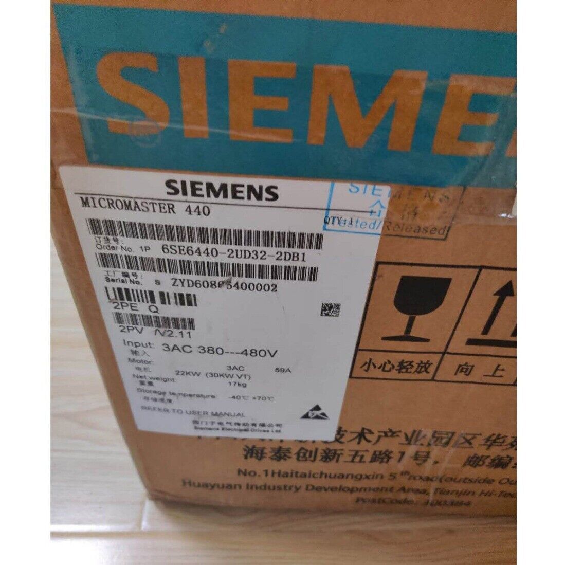 New Siemens 6SE6440-2UD32-2DB1 6SE64402UD322DB1 MICROMASTER440 without filter