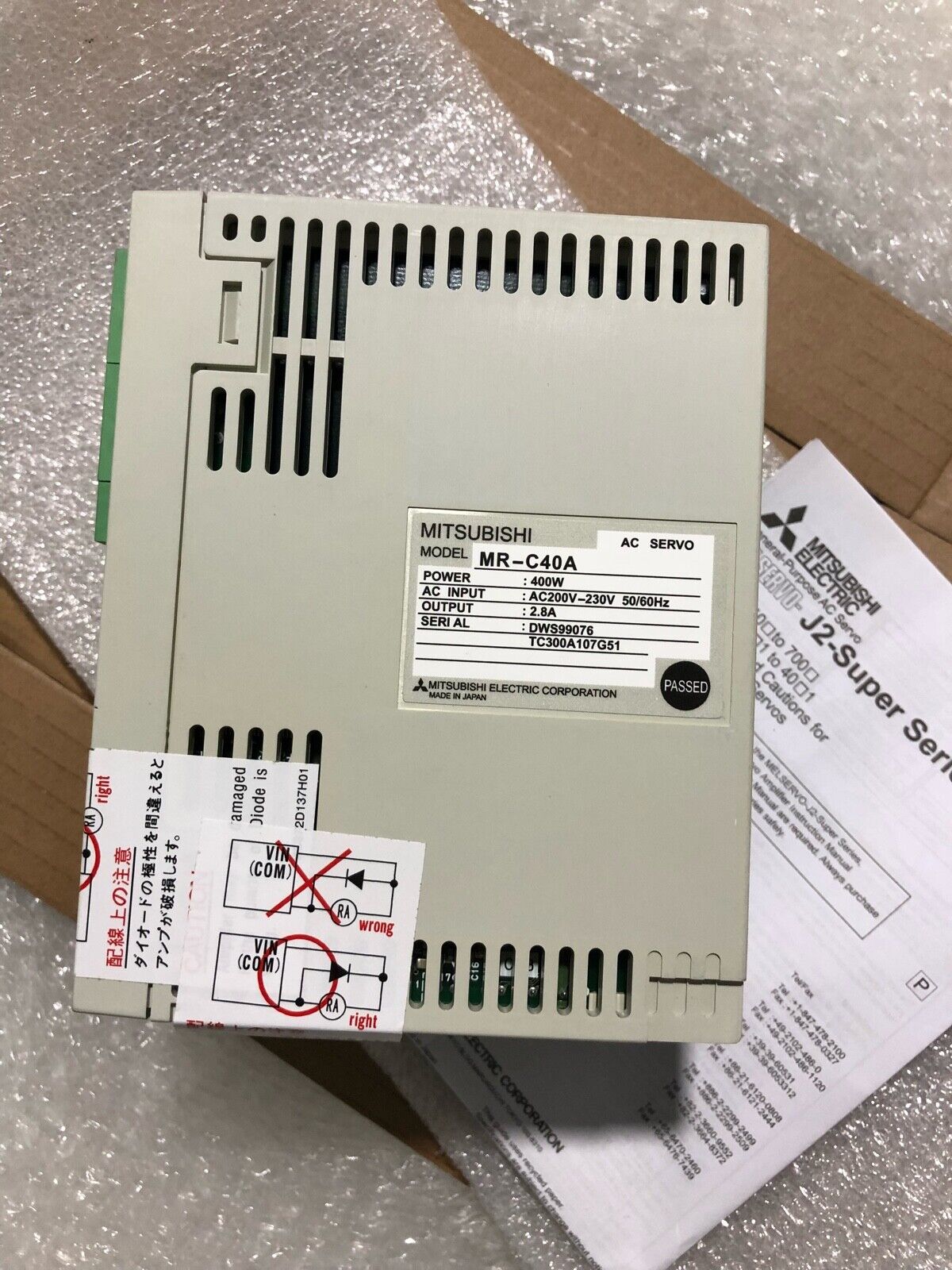 NEW MITSUBISHI AC SERVO DRIVER MR-C40A MRC40A FREE EXPEDITED SHIPPING DHL / UPS / FedEX