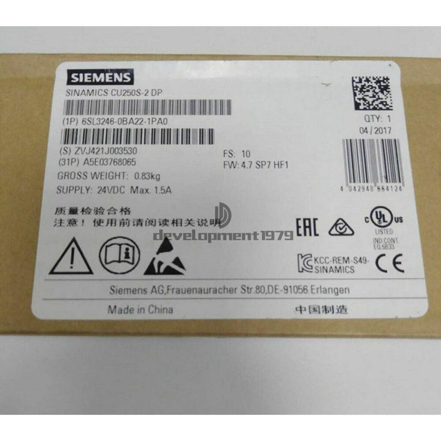 New Siemens 6SL3 246-0BA22-1PA0 6SL3246-0BA22-1PA0 G120 CONTROL UNIT CU250S-2 DP